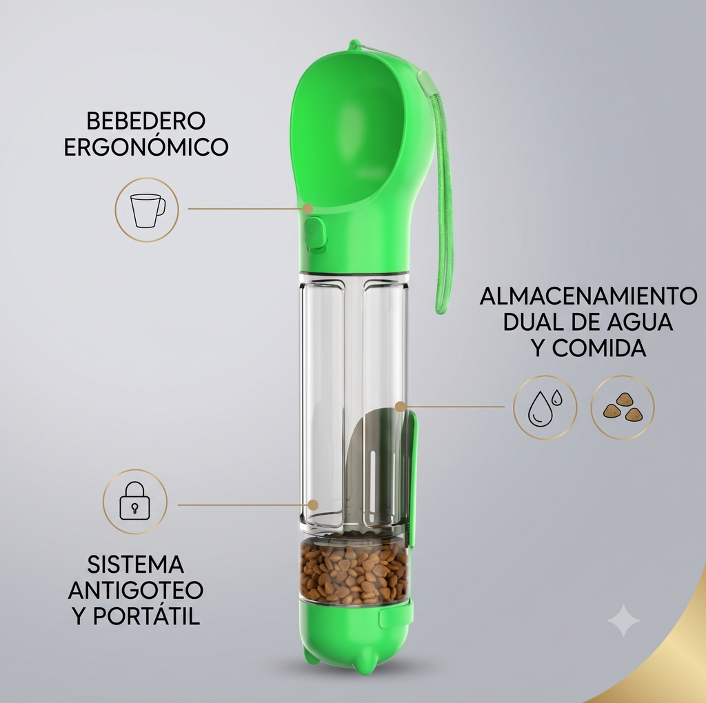 Botella de Agua y Comedero  para Perros